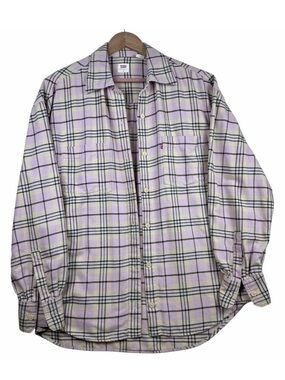 EUC Levi's Lavender and Black Plaid Button-Down Shirt Sz M